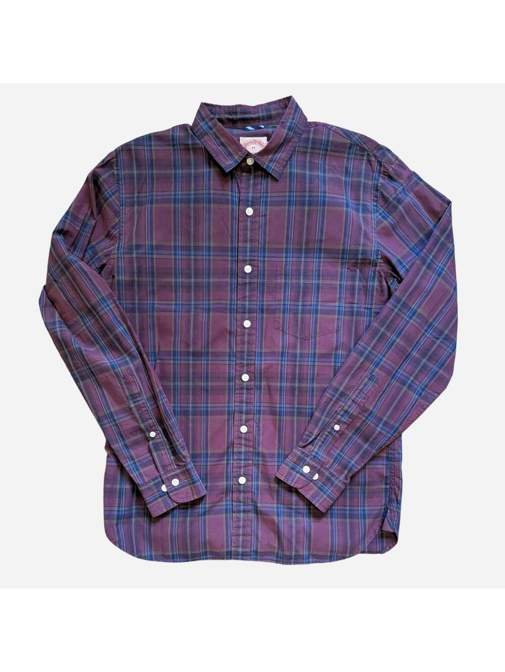 Vintage 90s Brooks Brothers burgundy and navy plaid button-down shirt